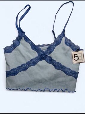 Women's Navy-Trim Slate Crop Bralette
